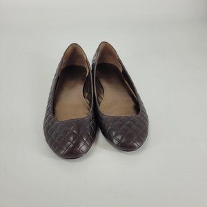 Kelly & Katie Womens Ballet Flats Shoes Brown Slip On Quilted Round Toe Vegan 10